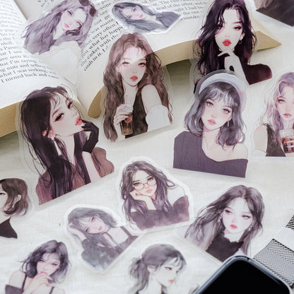JIANQI 30pcs/pack PET Stickers Girls' Paradise DIY Junk Journal Scrapbooking Collage Album Creative Stationery Craft Supplies