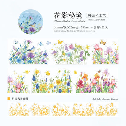 JIANQI 50mm*2m PET Plant Vine and Branch Lamp tape Sticker Decorative collage Adhesive Diy Scrapbooking hand made Masking tape