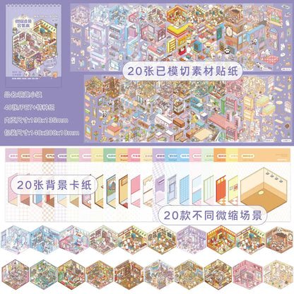 JIANQI 20in1 3D Landscape Stickers Collection Book Album Cartoon Scene DIY Toy Game Festival Birthday Gift for Kid Girl Child