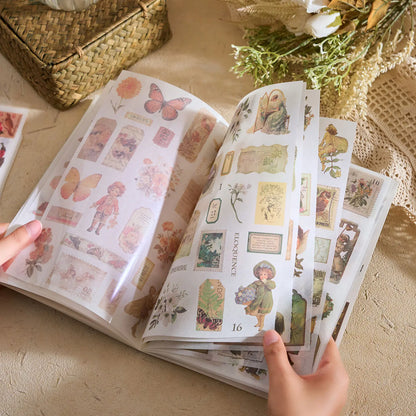 JIANQI 24 PCS Die cut Stickers book Retro butterfly flower Decorative handmade Scrapbooking Material Diary Album Craft Supplies