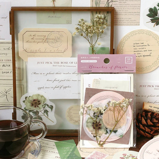JIANQI 30pcs Vintage Old tags Decor Scrapbook Material Paper DIY Scrapbooking Decor Junk Journal Planner Craft Paper