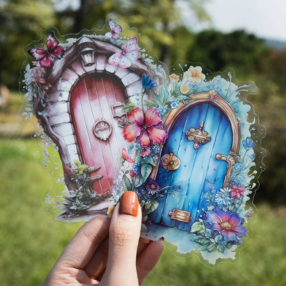 JIANQI 5pcs/pack Big size Doors Windows PET Sticker DIY Scrapbooking Supplies Art Collage Junk Journal PET Stationery Stickers