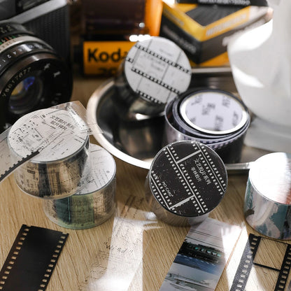 JIANQI 25mm*2m Retro Film Theme PET Tapes DIY Scrapbooking Collage Stationery Decor Journalling Materials Ins Adhesive Tapes