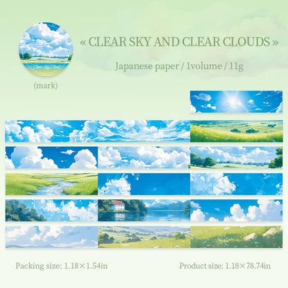 JIANQI 30mm*2m Sky and Sea landscape Tapes DIY Scrapbooking Decor Photo Album Collage Journalling Materials Stickers