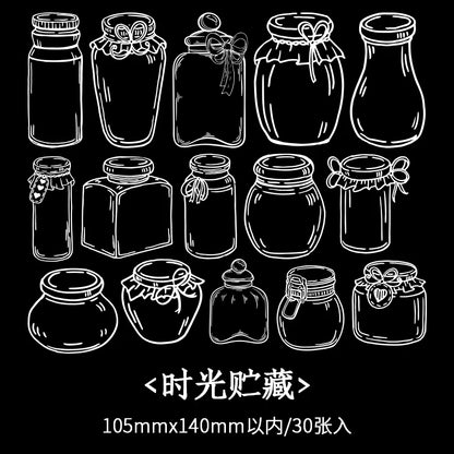 JIANQI 30 sheets Glass Bottle Shape Sticker Scrapbooking Art DIY Crafts Transparent Dried Flower Bookmarks Decor scrapbooking