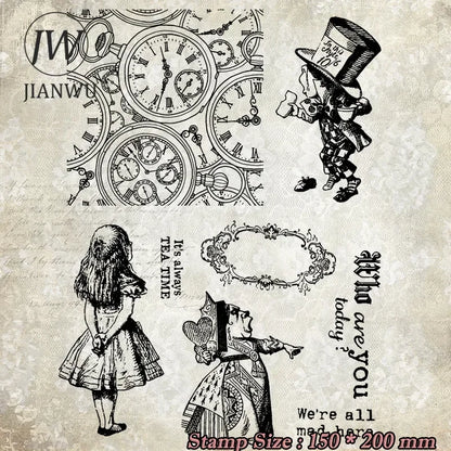JIANWU Vintage Character English Text Material Collage Transparent Silicone Stamp Creative Journal Student Supplies Stationery