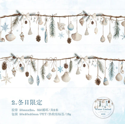 JIANQI 50mm*2m PET Winter snow scenery Tapes Decorative collage Adhesive Diy Scrapbooking hand made Masking tape Sticker