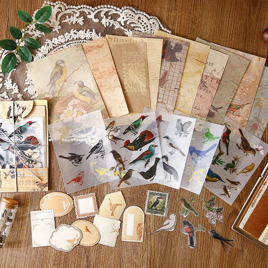 JIANQI 30pcs Vintage Stickers Material Paper Combo Kit DIY Collage Junk Journal Decor Diary Materials Scrapbooking Sets