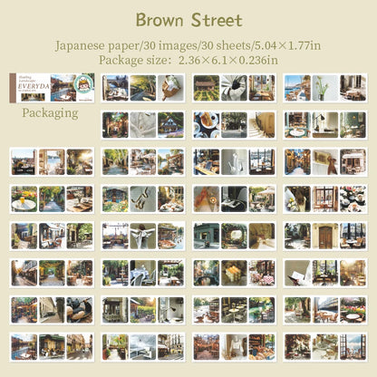 JIANQI 30pcs/pack 90patterns/pack Daily Scenery Stickers Book Scrapbooking Junk Journal Creative Stationery DIY Deco Stickers