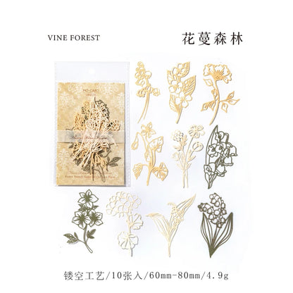 10 pcs Diy Scrapbooking paper Plants flowers Lace Decoration paper Hollow Card Collage material cards DIY hand made craft paper
