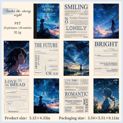 JIANQI 20 PCS Character Landscape PET Die cut Stickers book Decorative handmade Scrapbooking Material Diary Album Craft Supplies