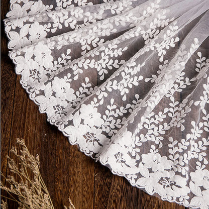 1Yard White Lace Fabric Cotton Embroidered Sewing Supplies  DIY Dress Garment  Accessories 32cm Width