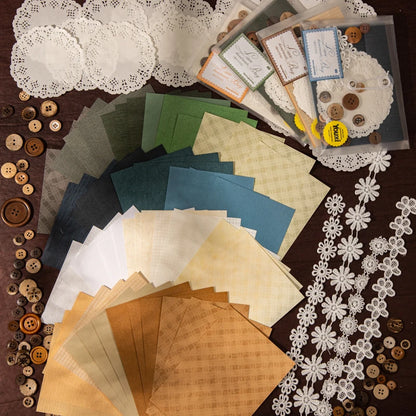 JIANQI 50 pcs Scrapbook Set Stickers and Decorative paper mixture Diy Scrapbooking Diary Album Collage material Craft Supplies