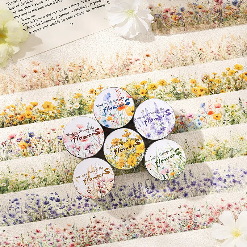 JIANQI 30mm*2m Creative Plants and Flowers tapes hand tent DIY Stick Labels Scrapbooking Material Junk Journal Supplies