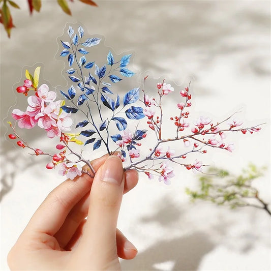 20 sheet Flowers Plant Stickers aesthetic Stick Labels Decorative Diary Album Scrapbooking material Junk Journal Supplies