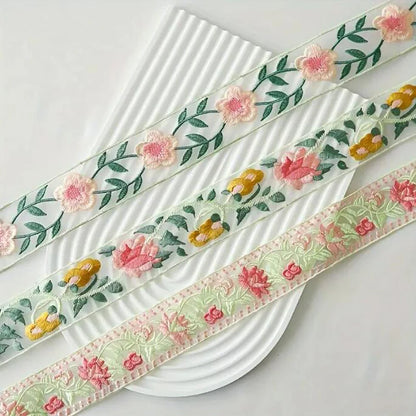 1 Yard Ribbon Flower Embroidered Lace Handmade DIY Clothes Lace Fabric Accessories  4.6CM Width