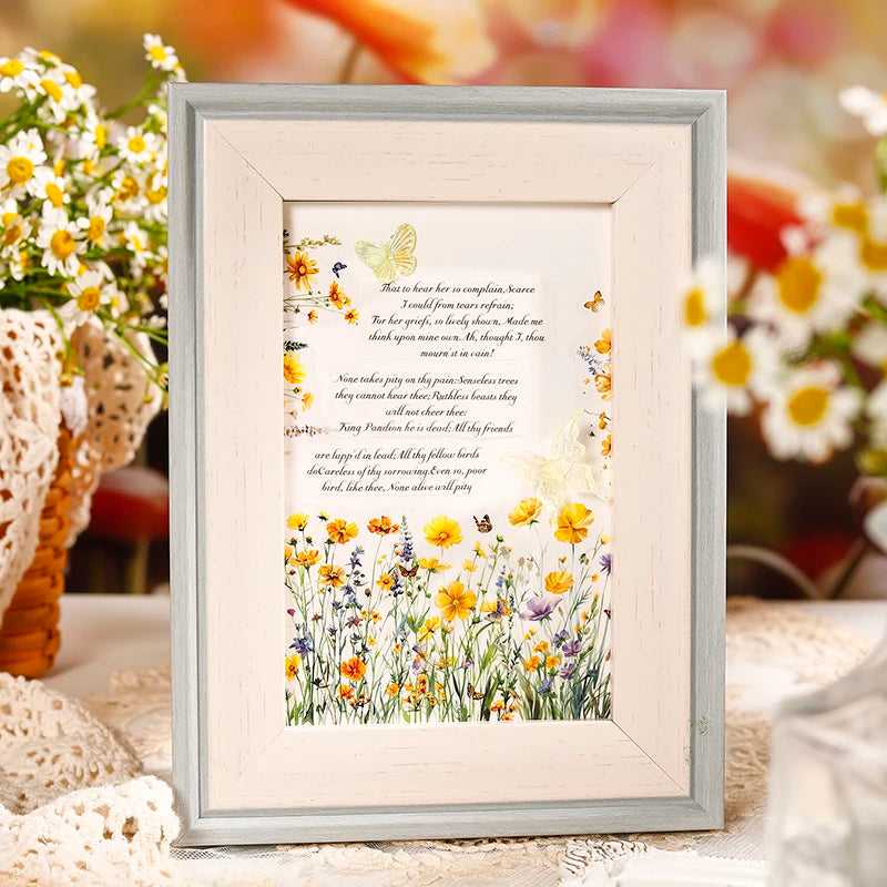 JIANQI 10 Pcs Plant Flower Landscape Stickers PET Transparent Decorative Collage Junk Journal DIY Scrapbooking Supplies