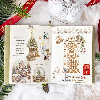 JIANQI 2pcs/pack pvc Stickers Christmas Party Creative Waterproof Adhesive DIY Hand Made Collage Junk Journal Scrapbook Supplies
