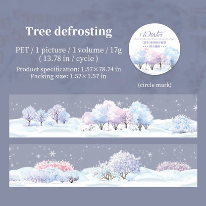 JIANQI 40mm*2m Scrapbook Decor Adhesive Tape Winter snow scenery PET Tapes Masking Tapes stickers Aesthetic Stationery Supplies
