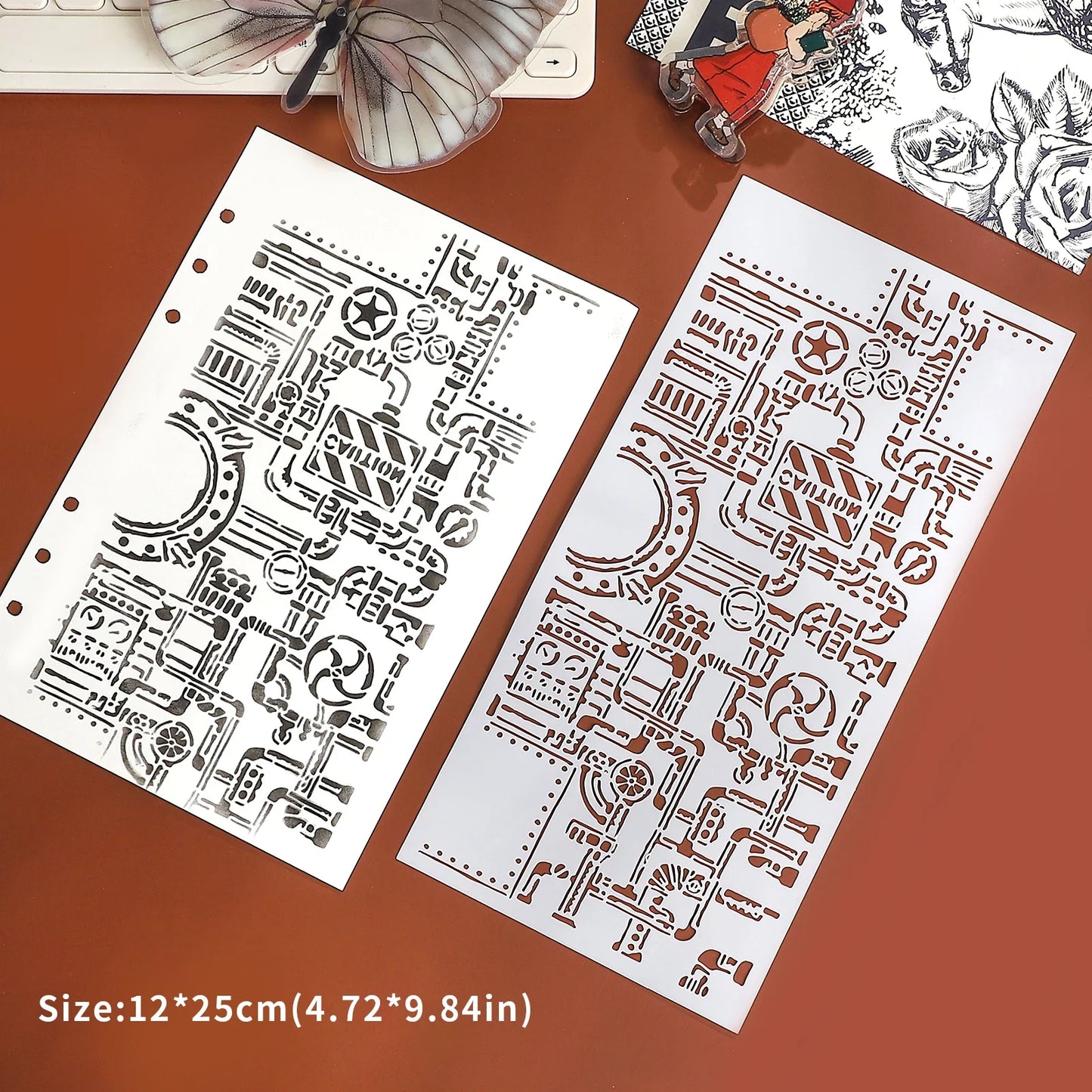 JIANWU Vintage Planetary Chart Symbol Border Flower Landscape Material Collage stamp Shading Board Creative Journal Stationery