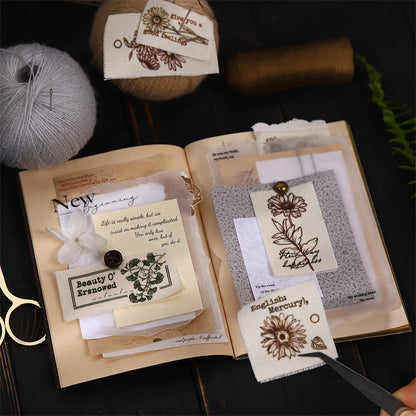 10pcs Botany Imprint Series Plant Theme Fabric Material Handmade Booklet DIY Decoration Collage material Scrapbook supplies