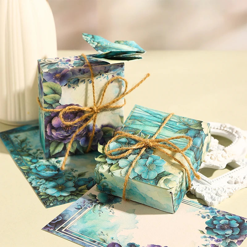 JIANQI 30pcs Vintage Floral Materials Paper DIY Flower Scrapbooking Collage Photo Album Deco Junk Journal Craft Stationery Paper