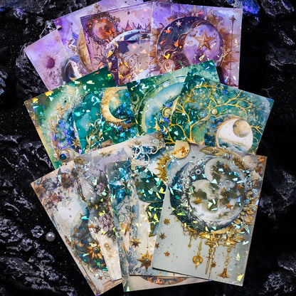 JIANQI 5 Pcs Stars and Moon Stickers Transparent Decorative Decals For Scrapbooking Stick Labels Junk Journal Supplies