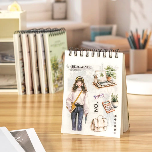 JIANQI 20pcs Career Girls series PET+Washi dual material die-cutting sticker book DIY scrapbook background decoration stickers