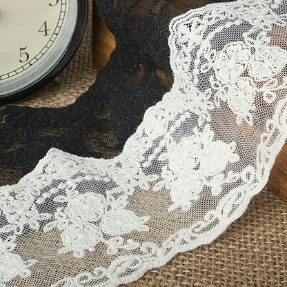 1 Yard Embroidery White Beige Black Cotton Lace Fabric For Dress Skirt Accessories 7.5CM Wide