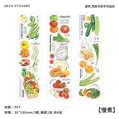 JIANQI 6 pcs/lot vegetable Stickers aesthetic Decorative Stick Labels journaling Album Scrapbooking Collage material