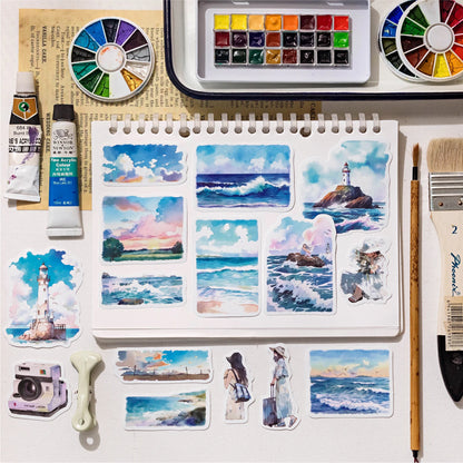 JIANQI 30 sheets Travel scenery Themed DIY Decorative Stickers Pack Decorative Stickers For Scrapbook Label Diary Album Planner
