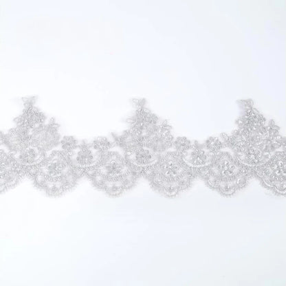 1Yard Sequins Eyelash Car Bone Lace White Lace Fabric Wedding Dress Accessories 14CM Wide