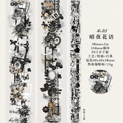 JIANQI 38mm*2m Retro Lace flower PET Tapes DIY Scrapbooking Collage Stationery Decor Journalling Materials Ins Adhesive Stickers
