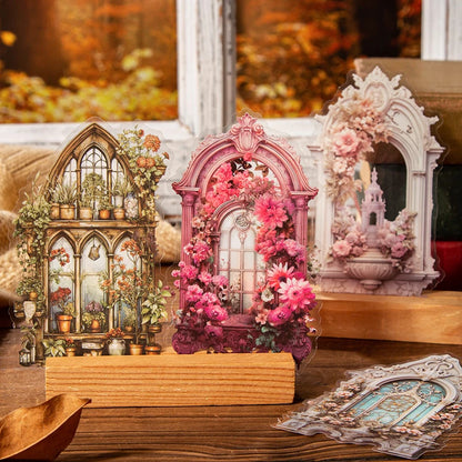 JIANQI 10pcs/pack Flowers Window Sticker PET Materials Collage Junk Journal DIY Scrapbooking Supplies Aesthetics Decor Sticker