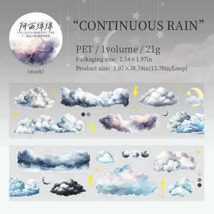 JIANQI 50mm*2m Ins Transparent PET Tapes Rainbow clouds DIY Scrapbooking Collage Stationery Decor Journalling Materials Tapes