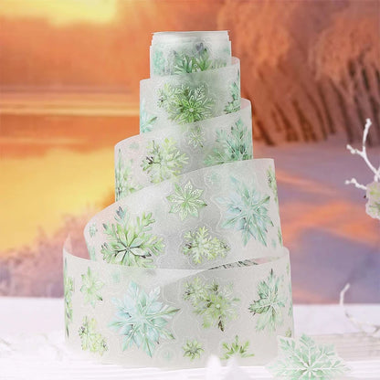 JIANQI50mm*2m PET Tapes Die cut snowflakes DIY Scrapbooking Decor Photo Album Collage Junk Journal Materials Aesthetics Stickers