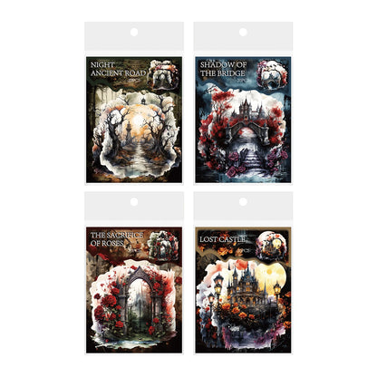 JIANQI 20pcs/pack PET Stickers Dark Style Beautiful Landscape DIY Decorative Scrapbooking Material Collage Sticker Journal