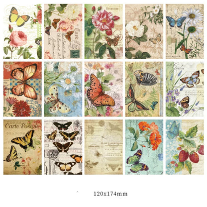 JIANQI 30pcs/pack Retro Material Paper Kit for DIY Scrapbooking Supplies Bullet Journaling Collage Junk Journal Material Paper
