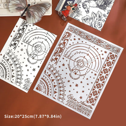 JIANWU Vintage Planetary Chart Symbol Border Flower Landscape Material Collage stamp Shading Board Creative Journal Stationery