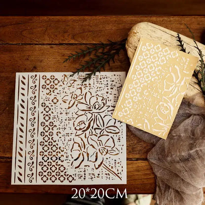 JIANWU Vintage Hollow Plant Flower Material Carved Plastic Plate Stencils Creative DIY Junk Journal Student Supplies Stationery