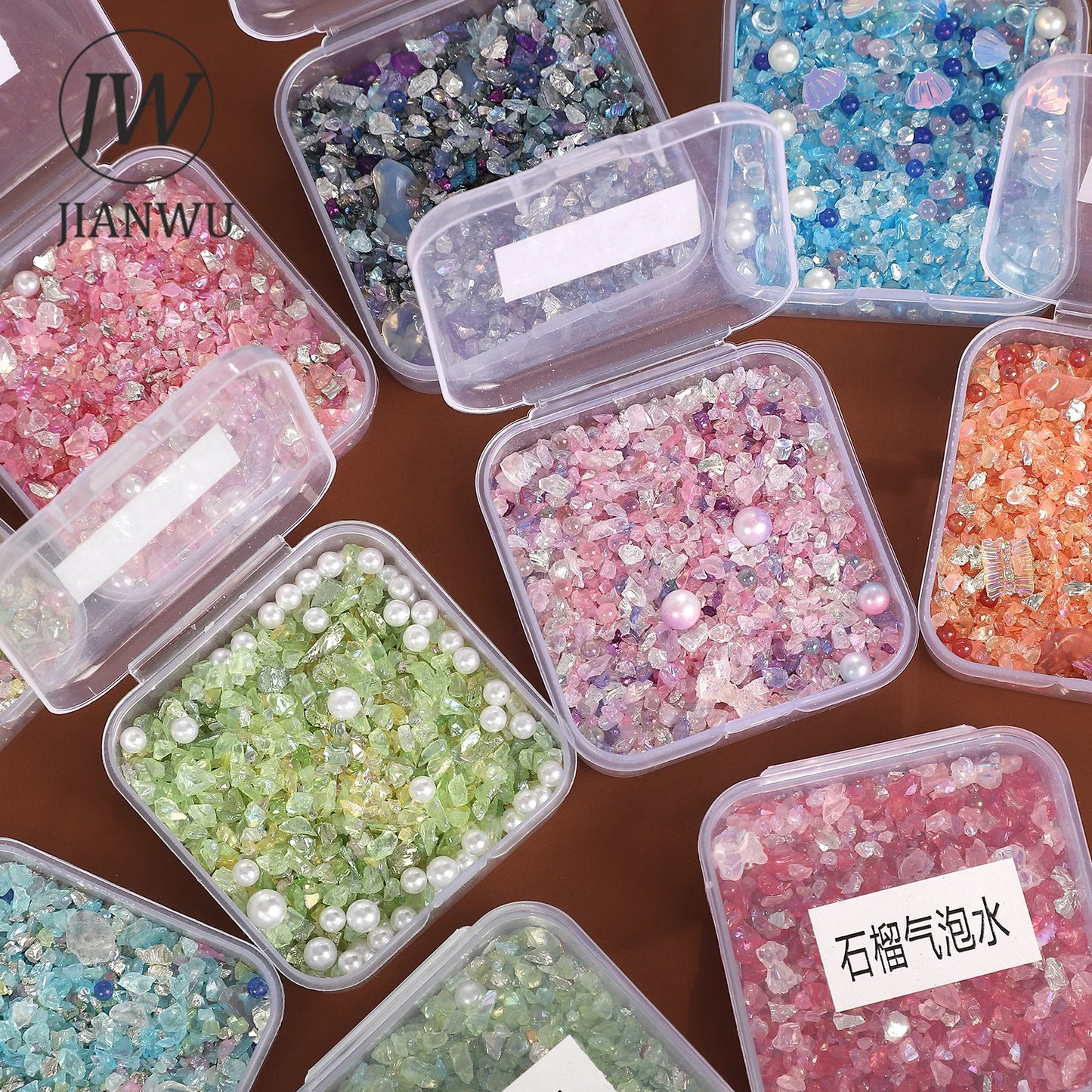 JIANWU Colorful Ore Crushed Stone Journal Material Collage scrapbook Creative DIY Student Supplies Stationery