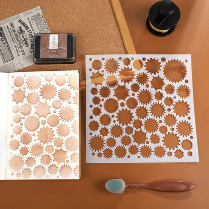 JIANWU Red Brick Honeycomb Fish Scale Graphic Plastic Masking Panel Material Stamp Creative DIY Student Supplies Stationery