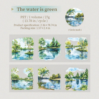 JIANQI 60mm*2m PET Tapes Chunri Park DIY Scrapbooking Decor Photo Album Collage Junk Journal Materials Aesthetics Stickers