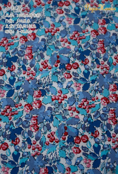145x50cm Pastoral Floral Poplin Cotton Fabric DIY Children's Wear Cloth Make Bedding Quilt Decoration Home