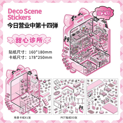 JIANQI Plus Size 3D Cartoon Castle Town Landscape Sticker Scene DIY Toy Game Sticker Festival Birthday Gift for Kid Child Girl
