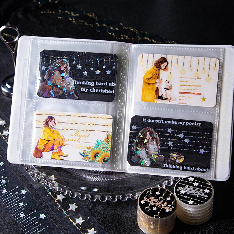 JIANQI 30mm*2m 1pc PET Tape Stickers Creativity Scrapbooking Hand Account Adhesive hand made Diy Junk Journal Craft Supplies
