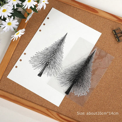 JIANWU Vintage Trees Snowflake Pattern Material Collage Transparent Silicone Stamp Creative DIY Student Supplies Stationery