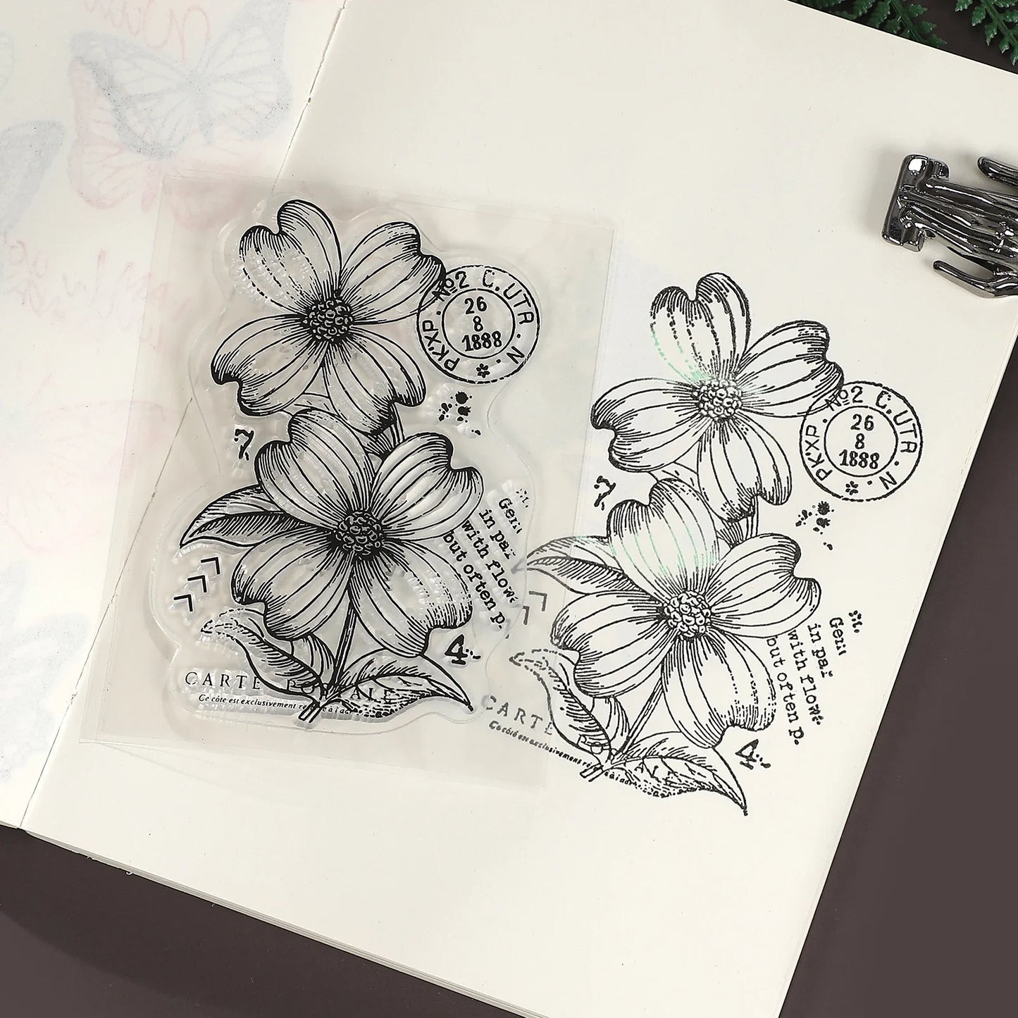 JIANWUVintage Butterfly Flower Label Character Landscape Material Collage Transparent Silicone Stamp Creative Journal Stationery