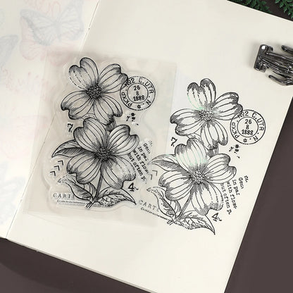 JIANWUVintage Butterfly Flower Label Character Landscape Material Collage Transparent Silicone Stamp Creative Journal Stationery