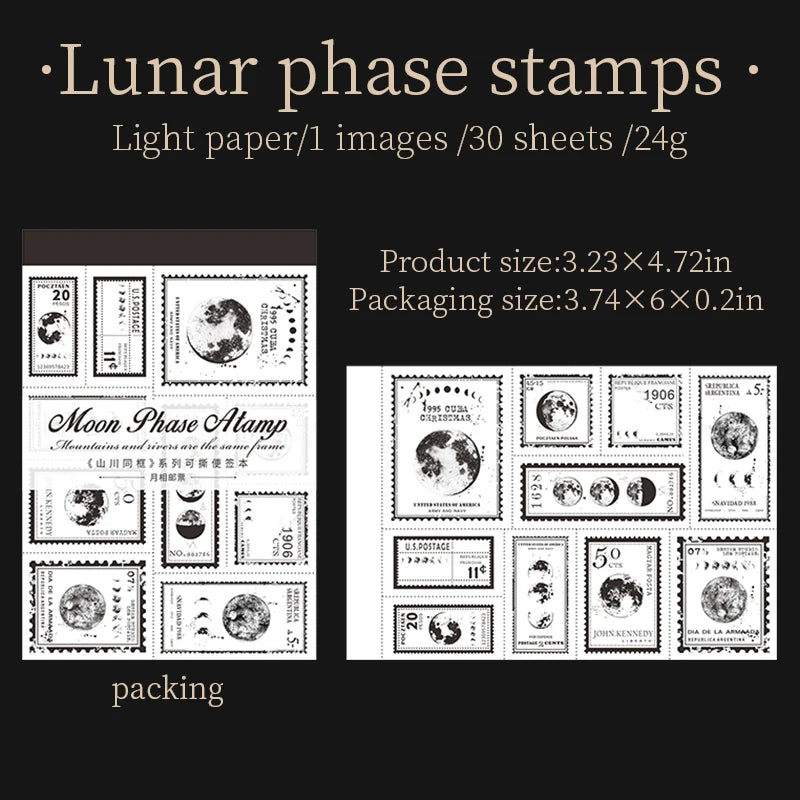 JIANQI 30pcs/book Retro Old tags Material Paper Aestheti Scrapbooking Journaling Vintage Stationery Aesthetic Plants Manuscript